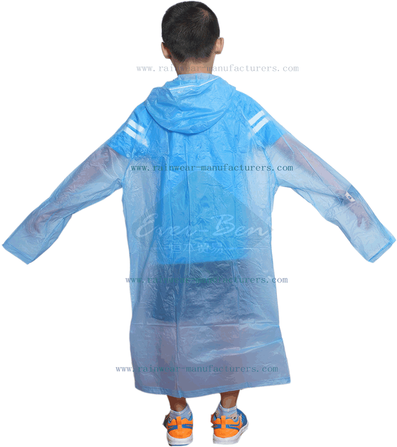 Blue plastic mac manufactory-plastic raincoat with hood